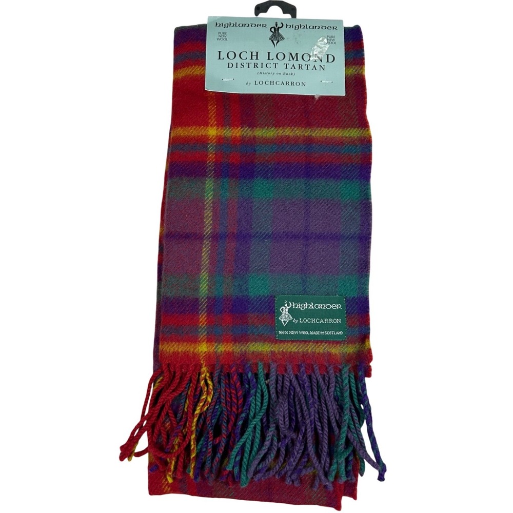 NWT Highlander LOCHCARRON‎ Tartan Scarf 100% New Wool Scotland Preppy Winter